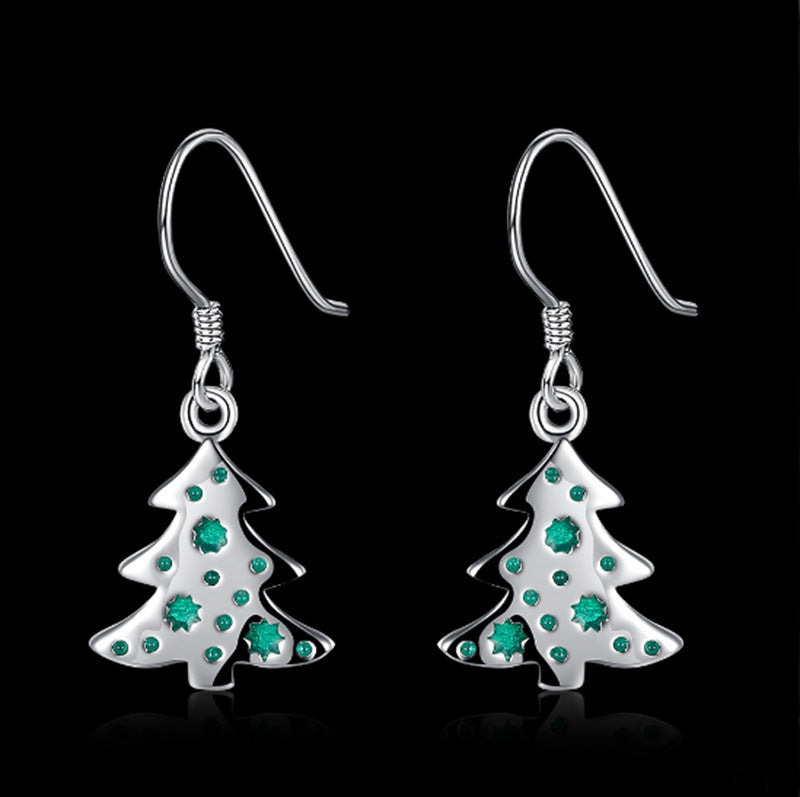 Alloy Base Coat Eardrops Christmas Tree earring